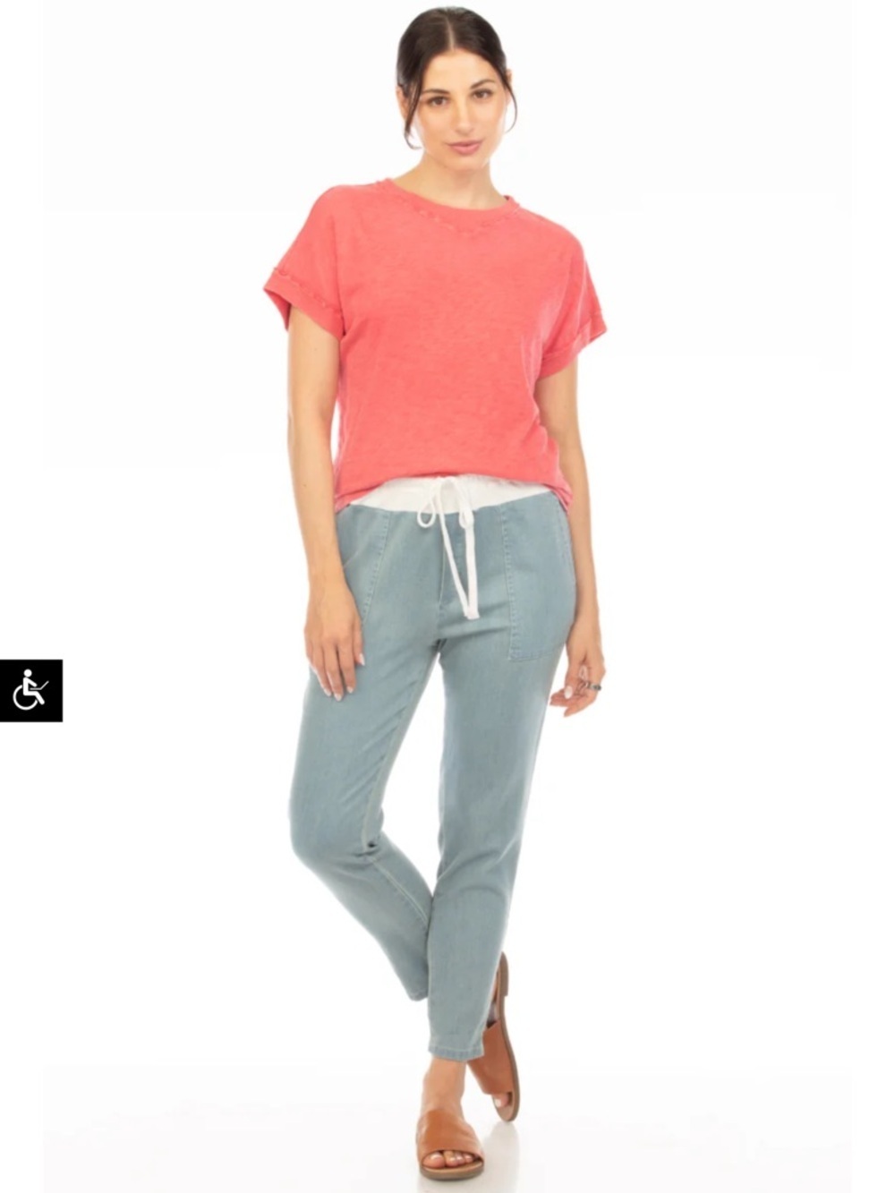 Hello Nite Women’s Light Blue Drawstring Tapered Trousers